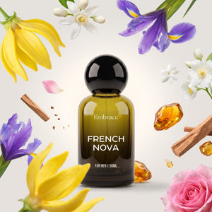 Embrace French Nova perfume bottle with its fragrance notes