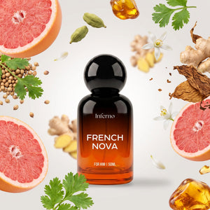 Inferno French Nova perfume bottle with its fragrance notes