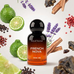 Royal Nectar French Nova perfume bottle with its fragrance notes