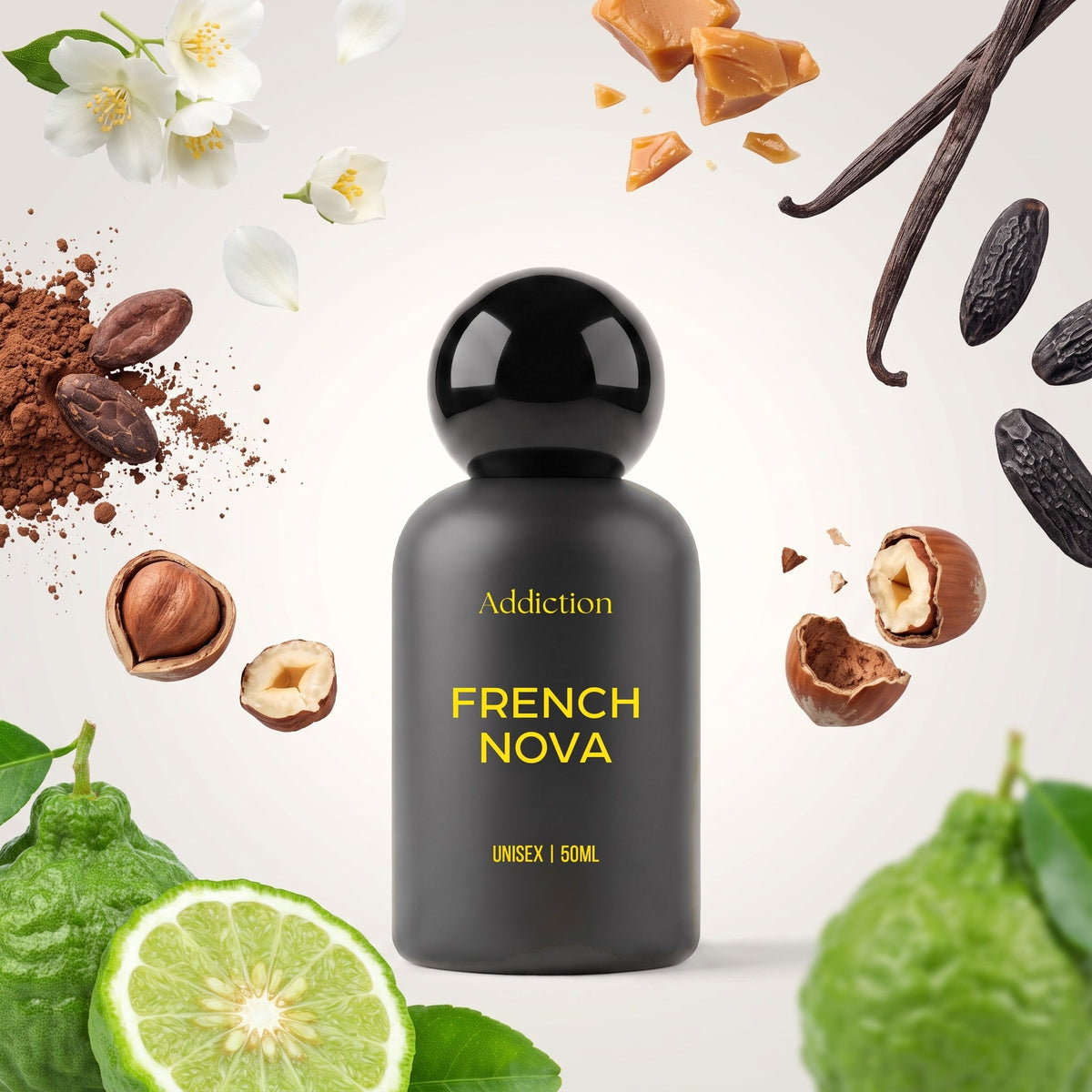 Addiction French Nova perfume bottle with its fragrance notes