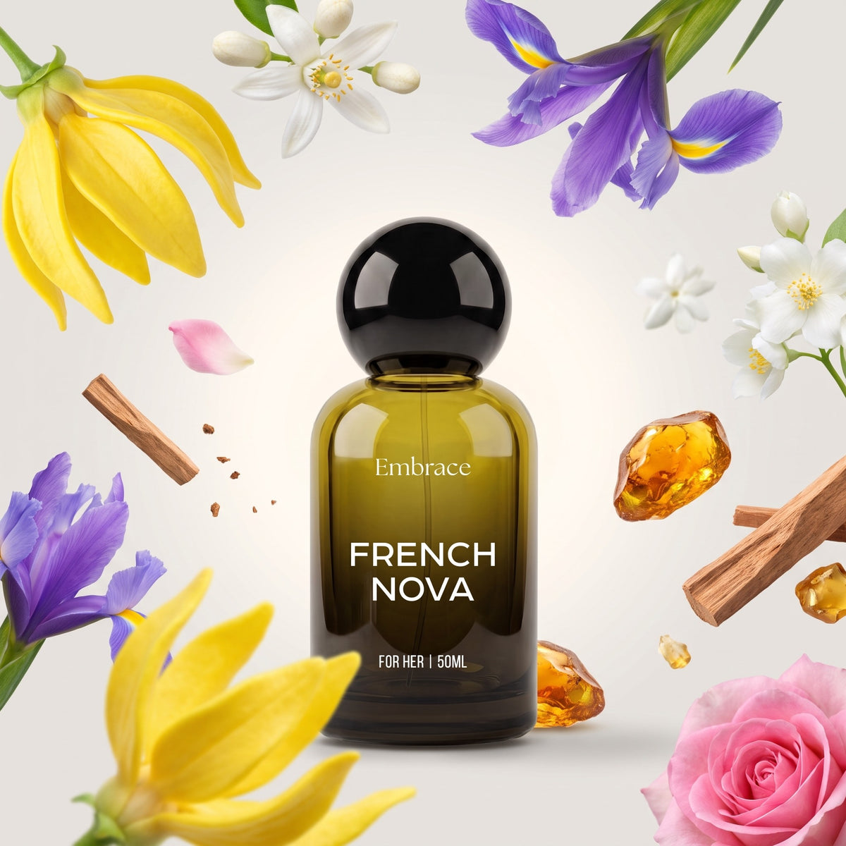 Embrace French Nova perfume bottle with its fragrance notes