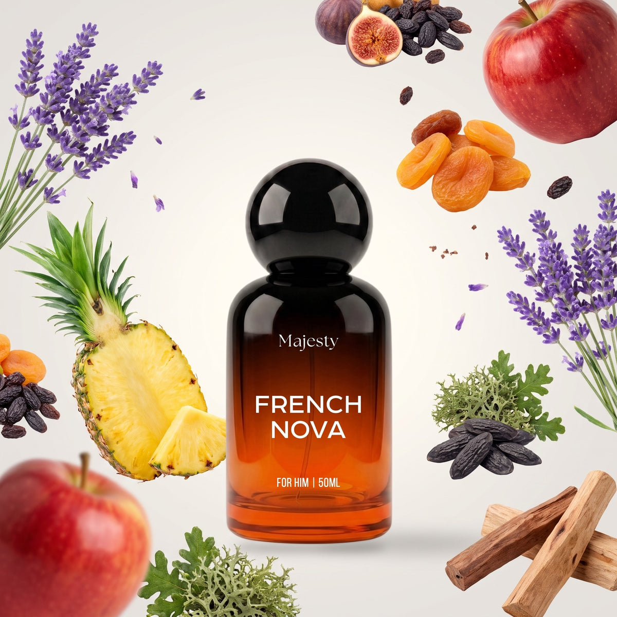 Majesty French Nova perfume bottle with its fragrance notes