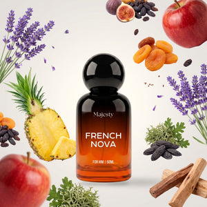 Majesty French Nova perfume bottle with its fragrance notes