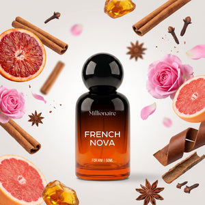 Millionaire French Nova perfume bottle with its fragrance notes