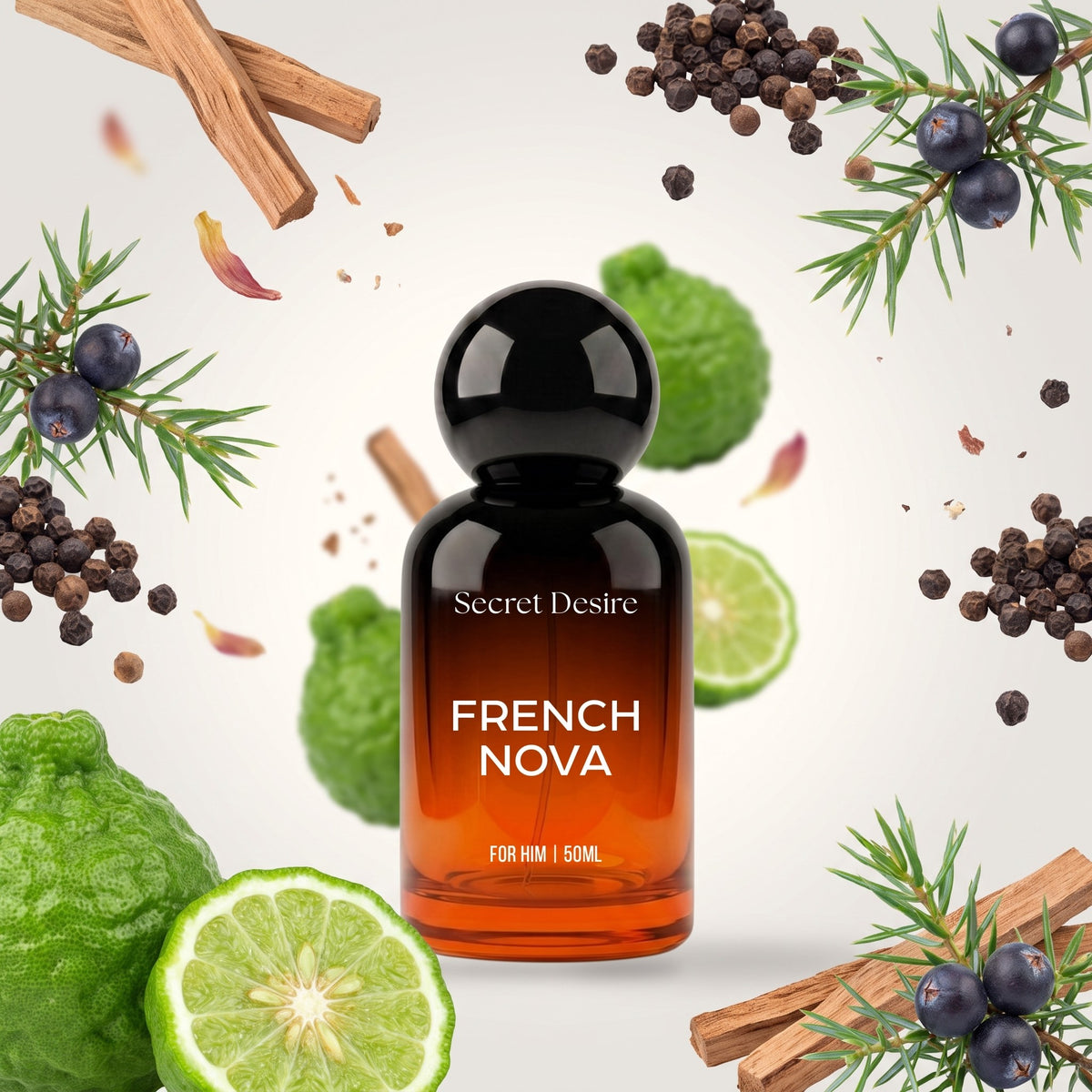 Secret Desire French Nova perfume bottle with its fragrance notes