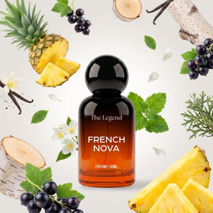 The Legend French Nova perfume bottle with its fragrance notes
