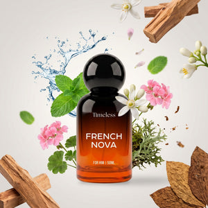 Timeless French Nova perfume bottle with its fragrance notes