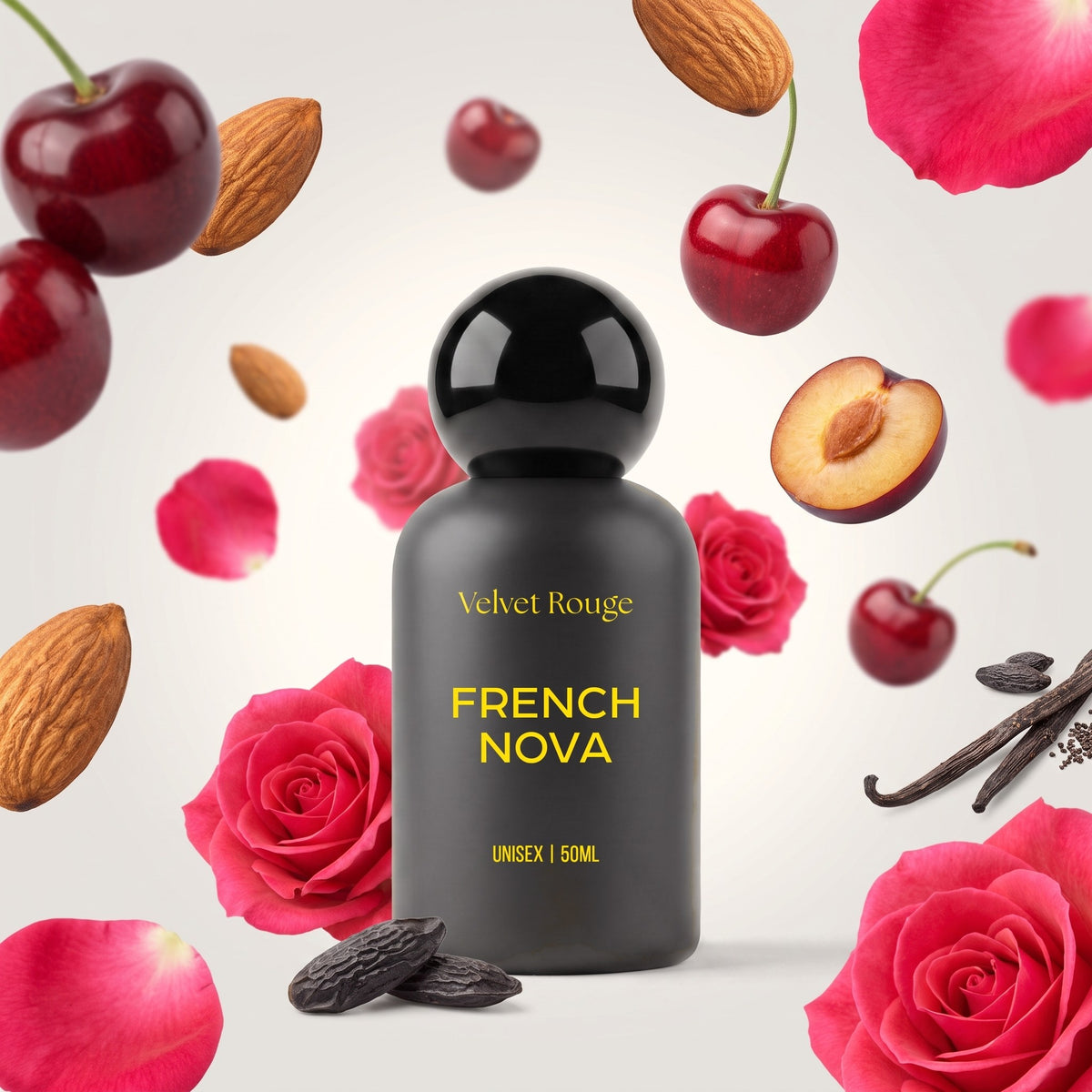Velvet Rouge French Nova perfume bottle with its fragrance notes